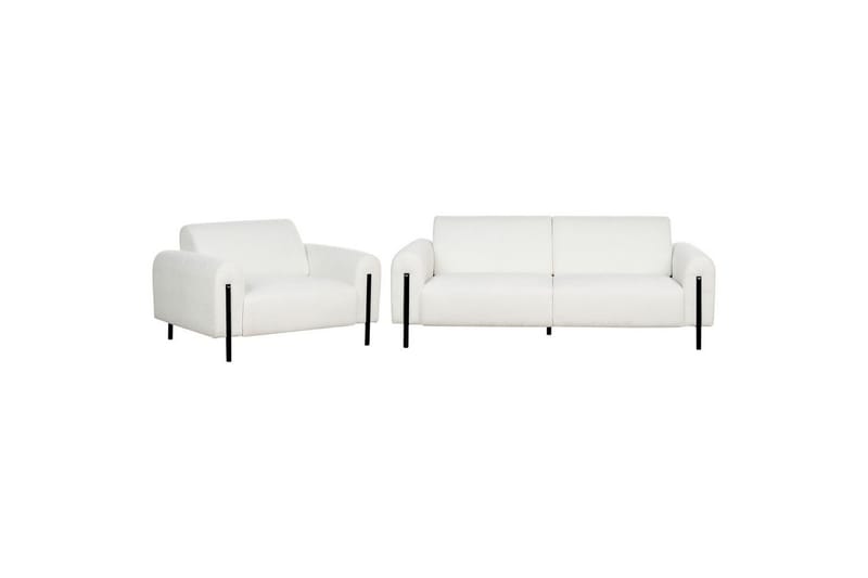 Soffgrupp Beliani Askim Beige/svart, Polyester White||Black - Huonekalut - Sohva - Sohvaryhmä