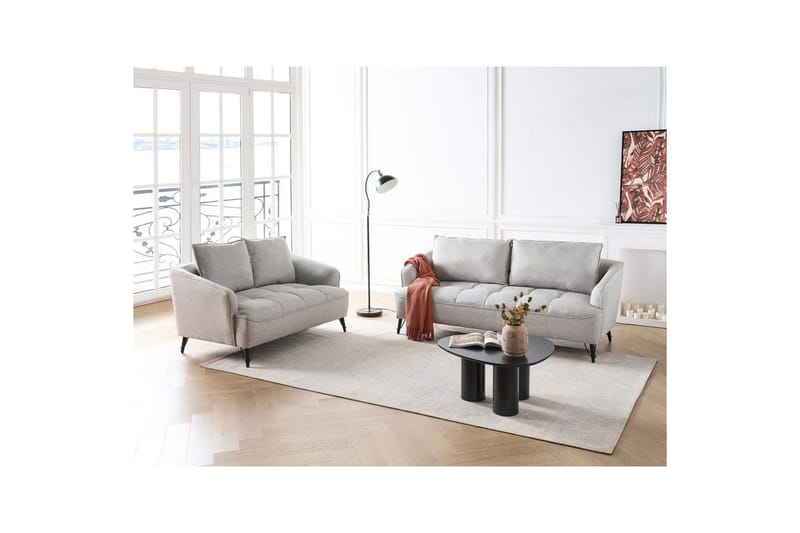 Soffgrupp Beliani Hobro Brun/Svart Grey||Black - Huonekalut - Sohva - Sohvaryhmä