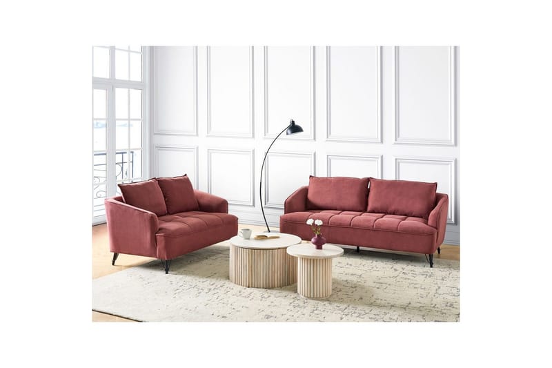 Soffgrupp Beliani Hobro Brun/Svart Red||Black - Huonekalut - Sohva - Sohvaryhmä