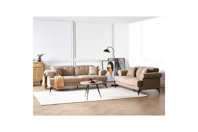 Soffgrupp Beliani Skive Beige Brown - Ruskea - Huonekalut - Sohva - Sohvaryhmä
