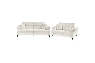 Soffgrupp Beliani Skive Beige White||Black - Huonekalut - Sohva - Sohvaryhmä