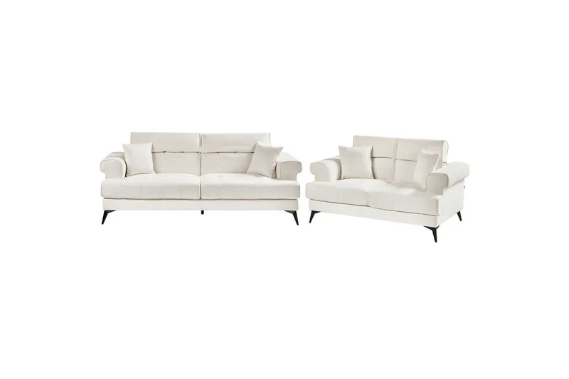 Soffgrupp Beliani Skive Beige White||Black - Huonekalut - Sohva - Sohvaryhmä