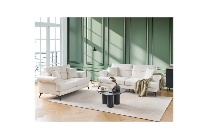 Soffgrupp Beliani Skive Beige White||Black - Huonekalut - Sohva - Sohvaryhmä