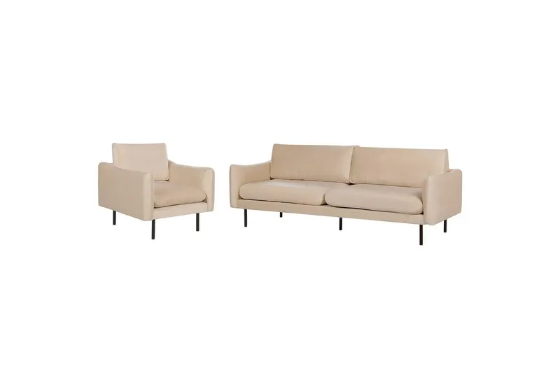 Soffgrupp Beliani Vinterbro Beige/svart, Sammet Beige, Beige