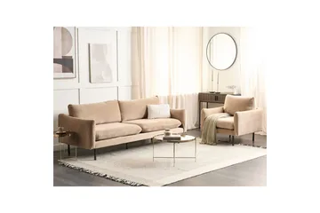 Soffgrupp Beliani Vinterbro Beige/svart, Sammet Beige - Beige - Huonekalut - Sohva - Sohvaryhmä