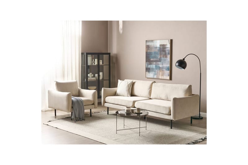 Soffgrupp Beliani Vinterbro Beige/svart, Sammet Beige||Black - Huonekalut - Sohva - Sohvaryhmä