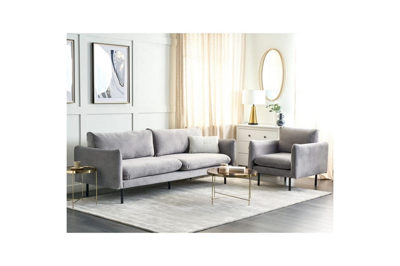 Soffgrupp Beliani Vinterbro Beige/svart, Sammet Dark grey||Black - Huonekalut - Sohva - Sohvaryhmä