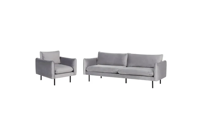 Soffgrupp Beliani Vinterbro Beige/svart, Sammet Dark grey||Black