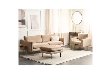 Soffgrupp med fotpall Beliani Vinterbro Beige/svart, Sammet Beige - Beige - Huonekalut - Sohva - Sohvaryhmä