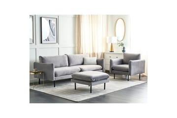 Soffgrupp med fotpall Beliani Vinterbro Beige/svart, Sammet Grey||Black - Huonekalut - Sohva - Sohvaryhmä