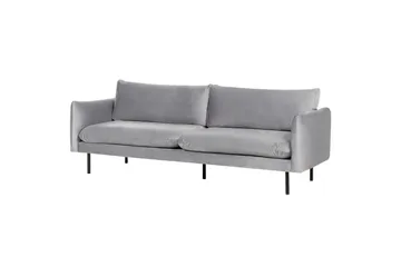 Soffgrupp med fotpall Beliani Vinterbro Beige/svart, Sammet Grey||Black - Huonekalut - Sohva - Sohvaryhmä