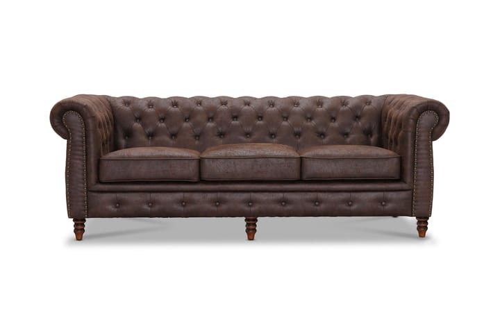 Sohva Cambridge 3:n ist - Ruskea - Howard-sohvat - Nahkasohva - 3:n istuttava sohva
