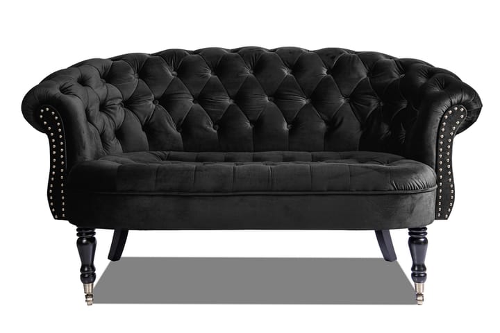 Sohva Chester Ludovic 2:n ist - Musta - 2:n istuttava sohva - Howard-sohvat - Samettisohva