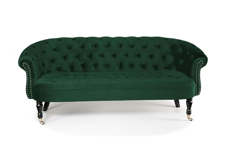 Sohva Chester Ludovic 3:n ist - Tummanvihreä - 3:n istuttava sohva - Howard-sohvat - Samettisohva