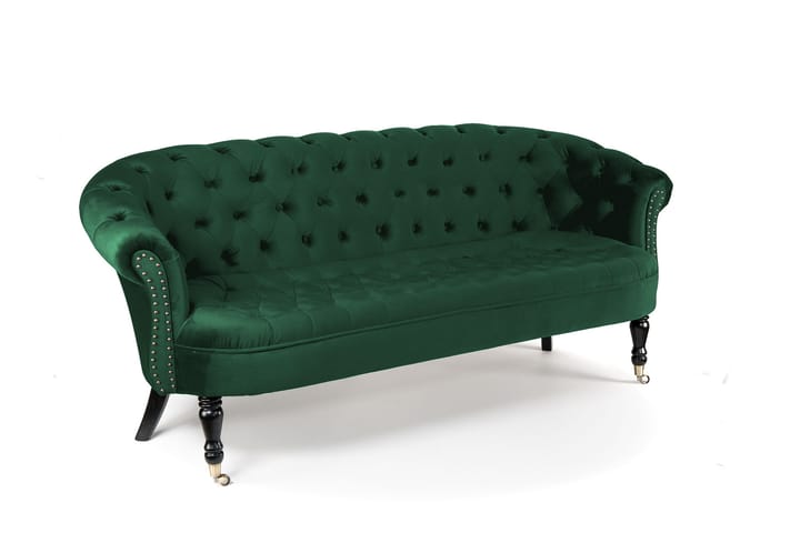 Sohva Chester Ludovic 3:n ist - Tummanvihreä - 3:n istuttava sohva - Howard-sohvat - Samettisohva