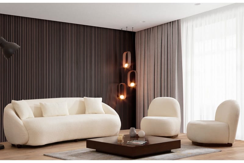 Sohva Groningen 3:n ist - Beige|Bouclé - Huonekalut - Sohva - 3:n istuttava sohva