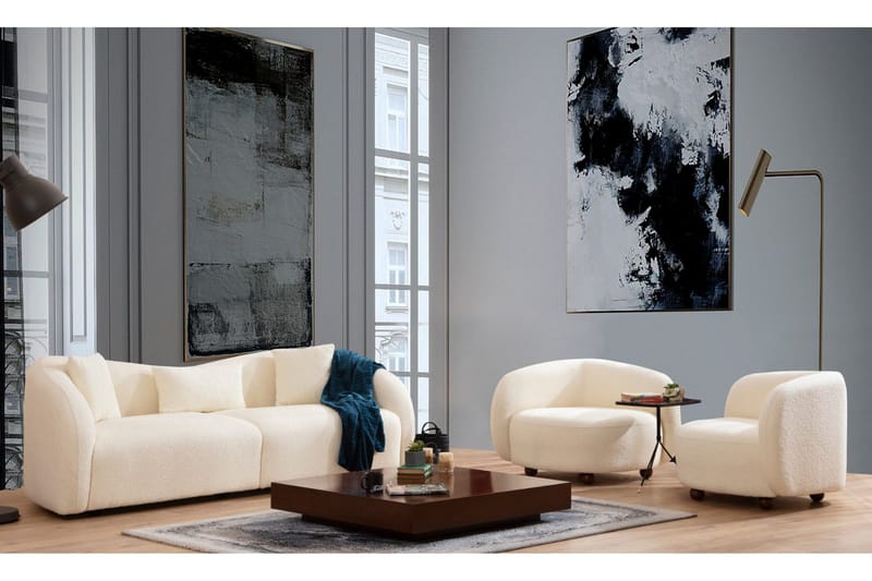 Sohva Itason 3:n ist - Beige|Bouclé - Huonekalut - Sohva - 3:n istuttava sohva