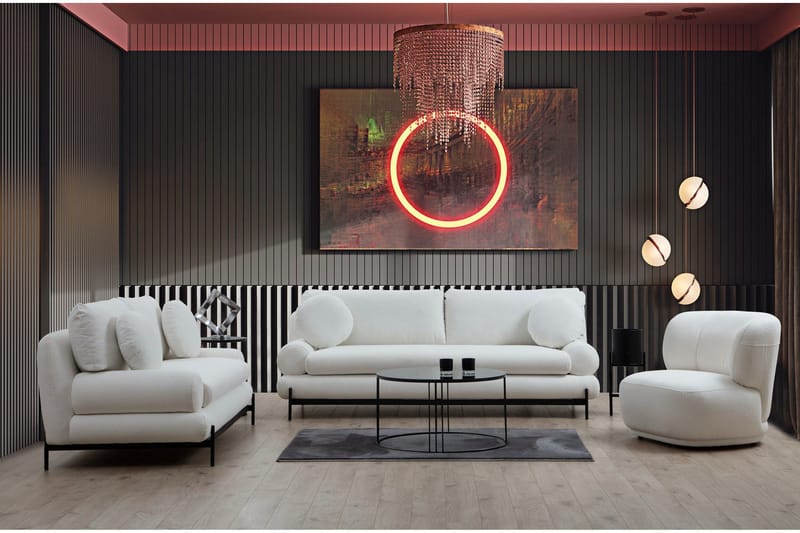 Sohva Levonto 3:n ist - Valkoinen - Huonekalut - Sohva - 3:n istuttava sohva