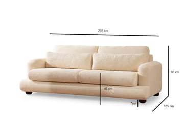 Sohva Maddington 3:n ist - Beige - Huonekalut - Sohva - 3:n istuttava sohva