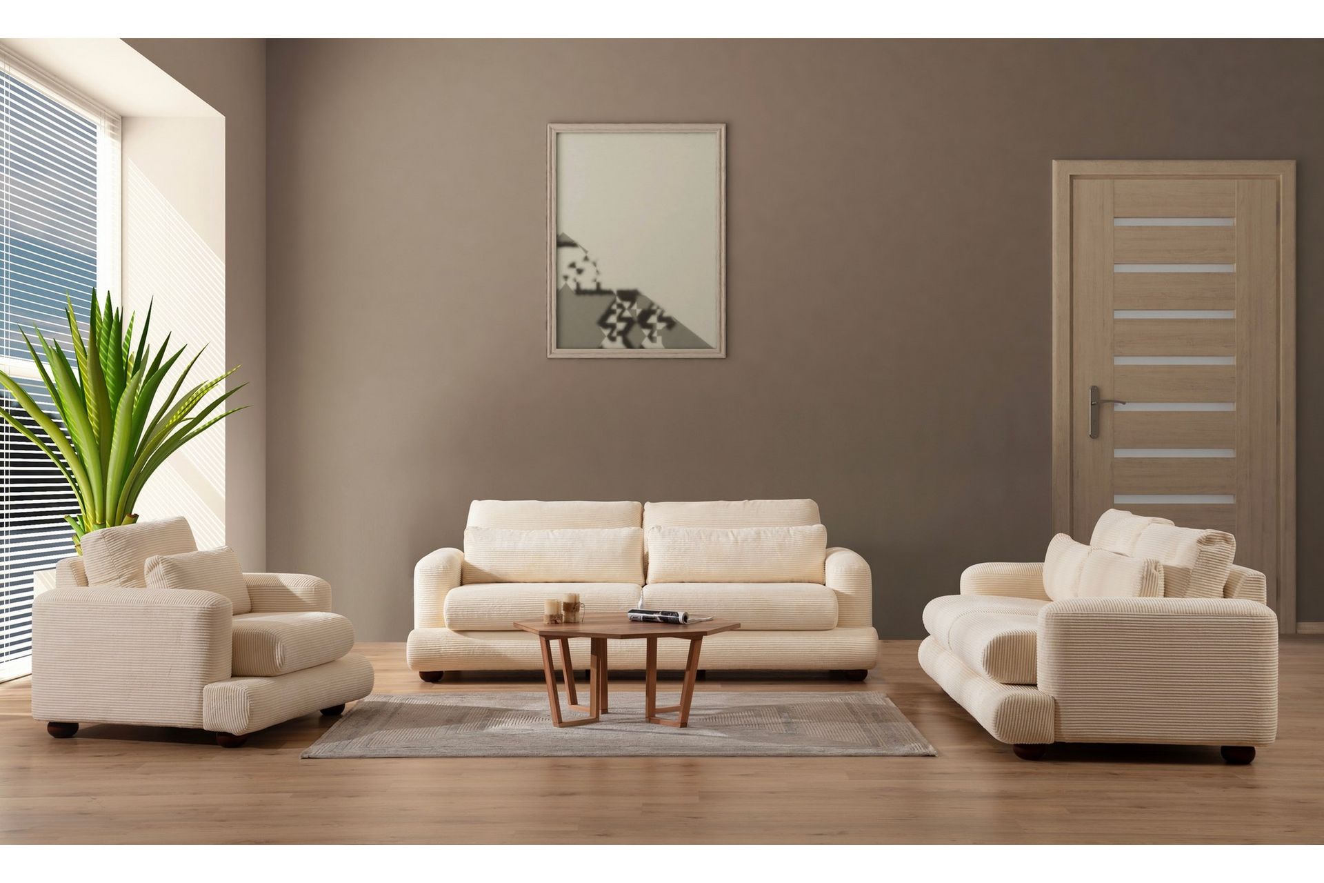 Sohva Maddington 3:n ist - Beige - Huonekalut - Sohva - 3:n istuttava sohva