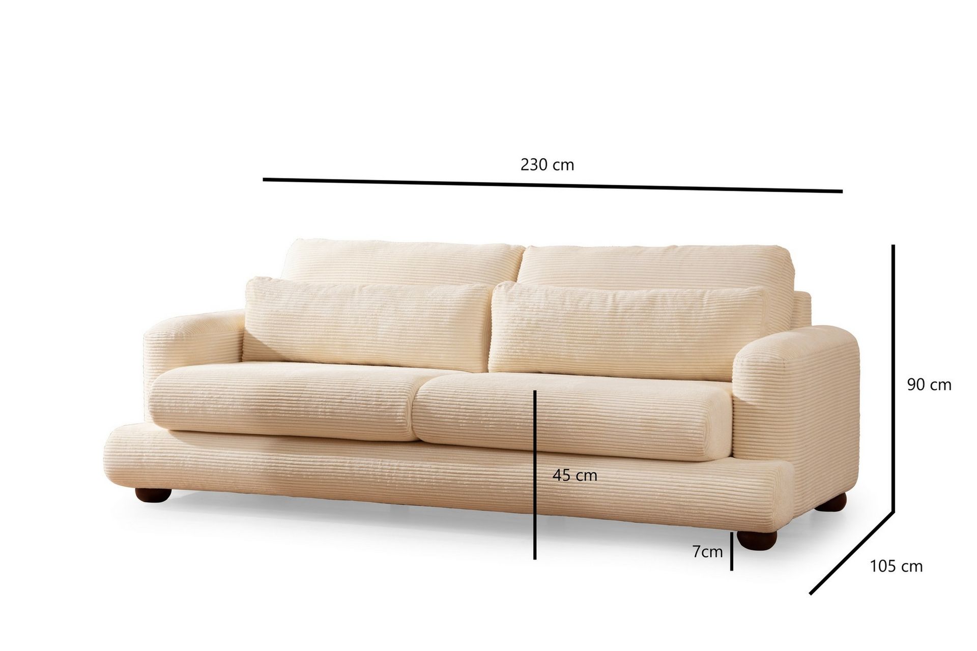Sohva Maddington 3:n ist - Beige - Huonekalut - Sohva - 3:n istuttava sohva
