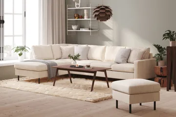 Peppe 4-istuttava Vasenkätinen L-muotoinen Divaanisohva Manchesterista - Beige - Huonekalut - Sohva - Divaanisohva - 4 istuttava sohva divaanilla
