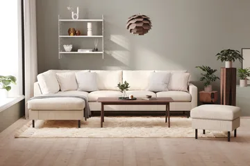 Peppe 4-istuttava Vasenkätinen L-muotoinen Divaanisohva Manchesterista - Beige - Huonekalut - Sohva - Divaanisohva - 4 istuttava sohva divaanilla