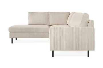 Peppe 4-istuttava Vasenkätinen L-muotoinen Divaanisohva Manchesterista - Beige - Huonekalut - Sohva - Divaanisohva - 4 istuttava sohva divaanilla
