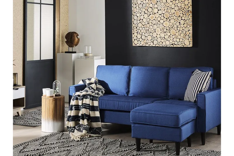 Sohva Ralphell Jalkarahilla - Sininen - Huonekalut - Sohva - 3:n istuttava sohva