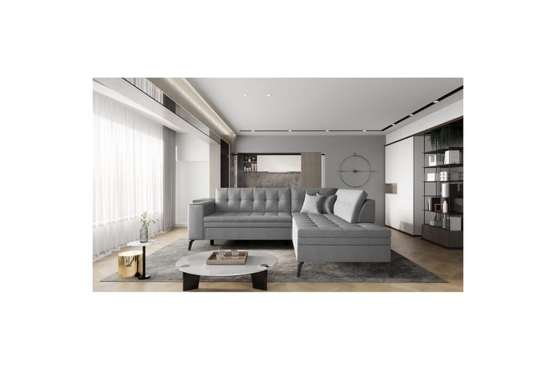 Sohvaosa Eltap Lanvin 260x210x93 cm, Flores 4, Vaaleanharmaa, Oikea
