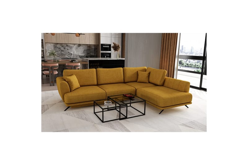 Sohvaosa Eltap Larde 286x191x90 cm - Gojo 45, Keltainen, Oikea - Huonekalut - Sohva - Vuodesohva