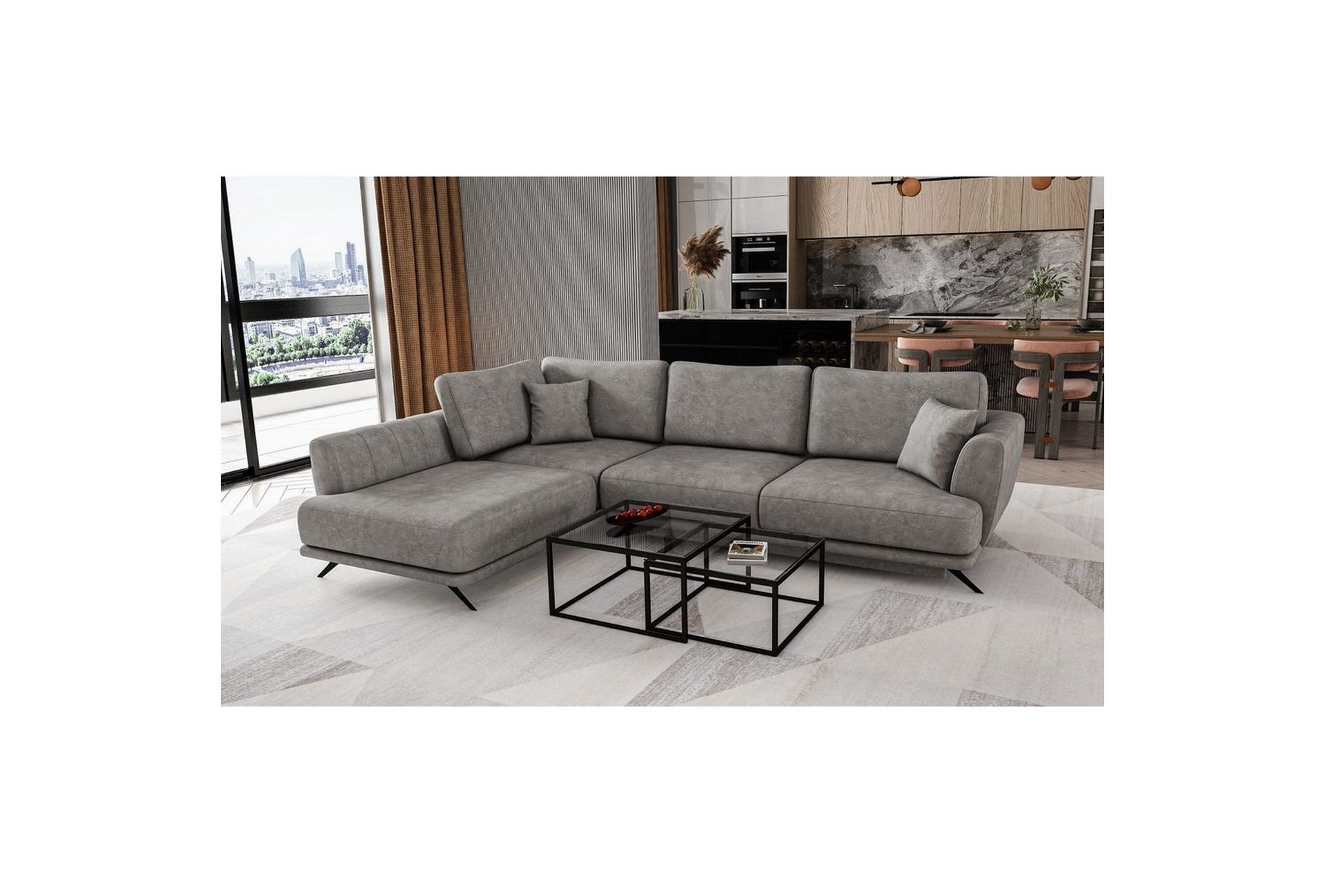 Sohvaosa Eltap Larde 286x191x90 cm - Leve 4, Harmaa, Vasen