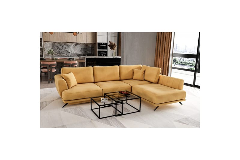 Sohvaosa Eltap Larde 286x191x90 cm - Loco 45, Keltainen, Oikea - Huonekalut - Sohva - Vuodesohva