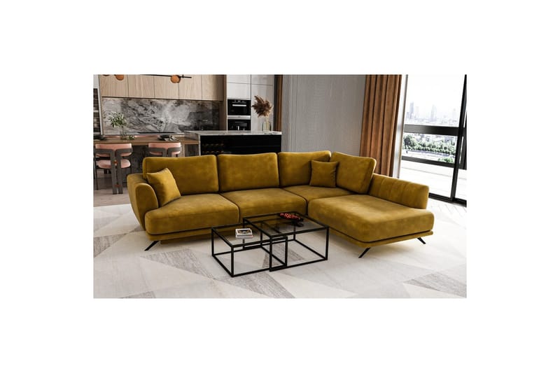 Sohvaosa Eltap Larde 286x191x90 cm - Nube 45, keltainen, Oikea - Huonekalut - Sohva - Vuodesohva