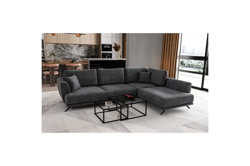 Sohvaosa Eltap Larde 286x191x90 cm - Nube 6, tummanharmaa, Oikea - Huonekalut - Sohva - Vuodesohva