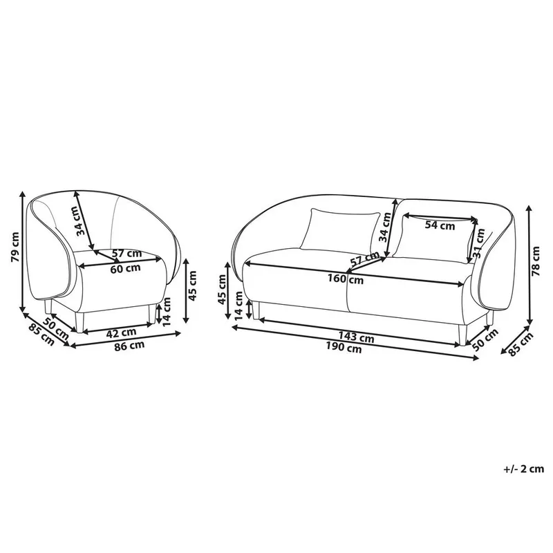 Sohvaryhmä Umea - Beige, Vaalea puu - Huonekalut - Sohva - 4:n istuttava sohva