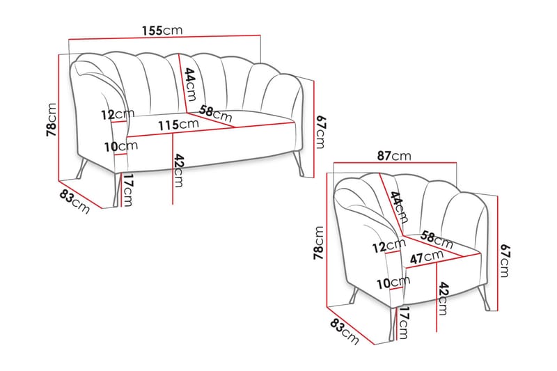 3:n ist Sohvaryhmä Naspur - Sametti/Valkoinen - Huonekalut - Sohva - Sohvaryhmä
