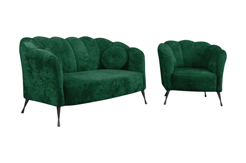 3:n ist Sohvaryhmä Naspur, Sametti/Vihreä/Musta Kromi