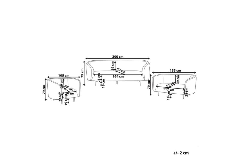6-sits Soffgrupp Beliani Loen Orange/Svart White - Huonekalut - Sohva - Sohvaryhmä