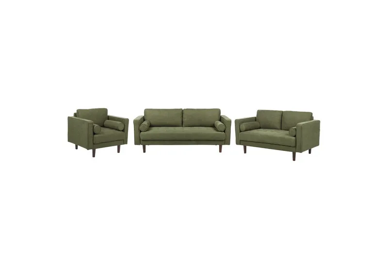 6-sits Soffgrupp Beliani Nurmo Beige/mörkt trä Green||Dark colored wood, undefined