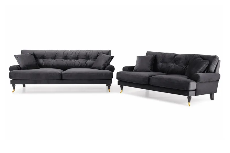 Andrew 3-istuttava Samettisohva, Tummanharmaa