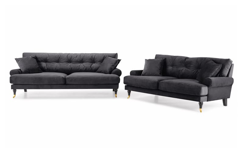 Andrew 3-istuttava Samettisohva - Tummanharmaa - Huonekalut - Sohva - Sohvaryhmä - Howard-sohvaryhmä