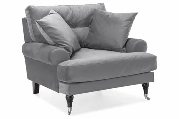 Andrew Sohvaryhmä 2-istuttava Sohva + Nojatuoli + Rahi Sametilla - Vaaleanharmaa - Huonekalut - Sohva - Sohvaryhmä