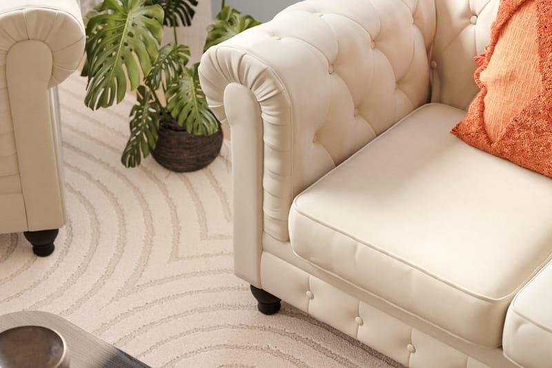 Chesterfield Lyx Sohvaryhmä 2-istuttava+nojatuoli - Beige - Huonekalut - Sohva - Sohvaryhmä - Chesterfield sohvaryhmä
