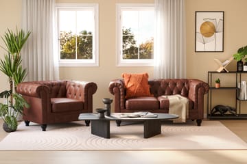 Chesterfield Lyx Sohvaryhmä 2-istuttava+nojatuoli - Ruskea - Huonekalut - Sohva - Sohvaryhmä - Chesterfield sohvaryhmä