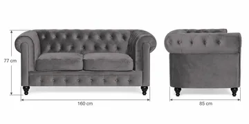 Chesterfield Lyx sohvaryhmä 3+2+1, sametti - Harmaa - Huonekalut - Sohva - Sohvaryhmä - Chesterfield sohvaryhmä