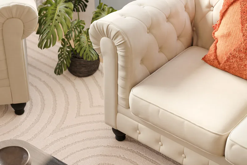 Chesterfield Lyx Sohvaryhmä 3-istuttava + 2-istuttava - Beige - Huonekalut - Sohva - Sohvaryhmä - Chesterfield sohvaryhmä