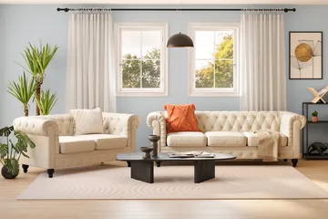Chesterfield Lyx Sohvaryhmä 3-istuttava + 2-istuttava - Beige - Huonekalut - Sohva - Sohvaryhmä - Chesterfield sohvaryhmä