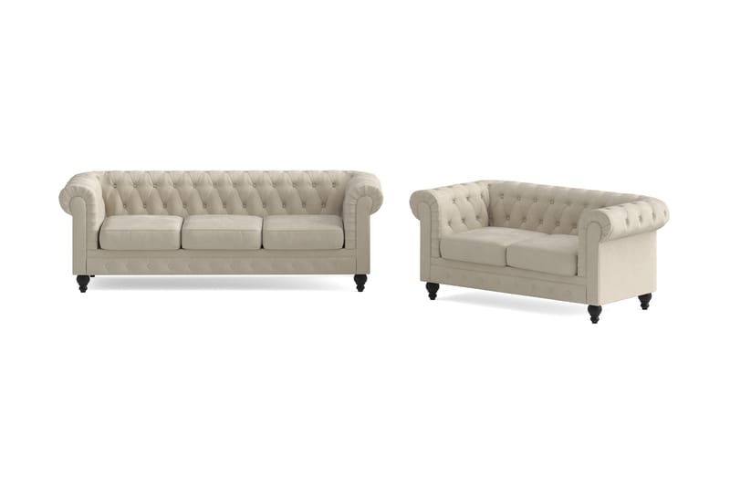 Chesterfield Lyx Sohvaryhmä 3-istuttava+2-istuttava - Beige - Huonekalut - Sohva - Sohvaryhmä - Chesterfield sohvaryhmä