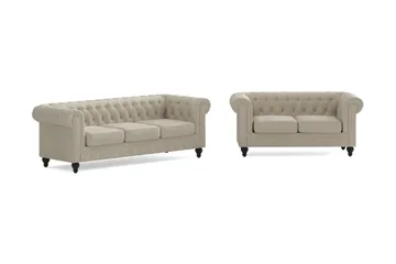 Chesterfield Lyx Sohvaryhmä 3-istuttava + 2-istuttava - Beige - Huonekalut - Sohva - Sohvaryhmä - Chesterfield sohvaryhmä